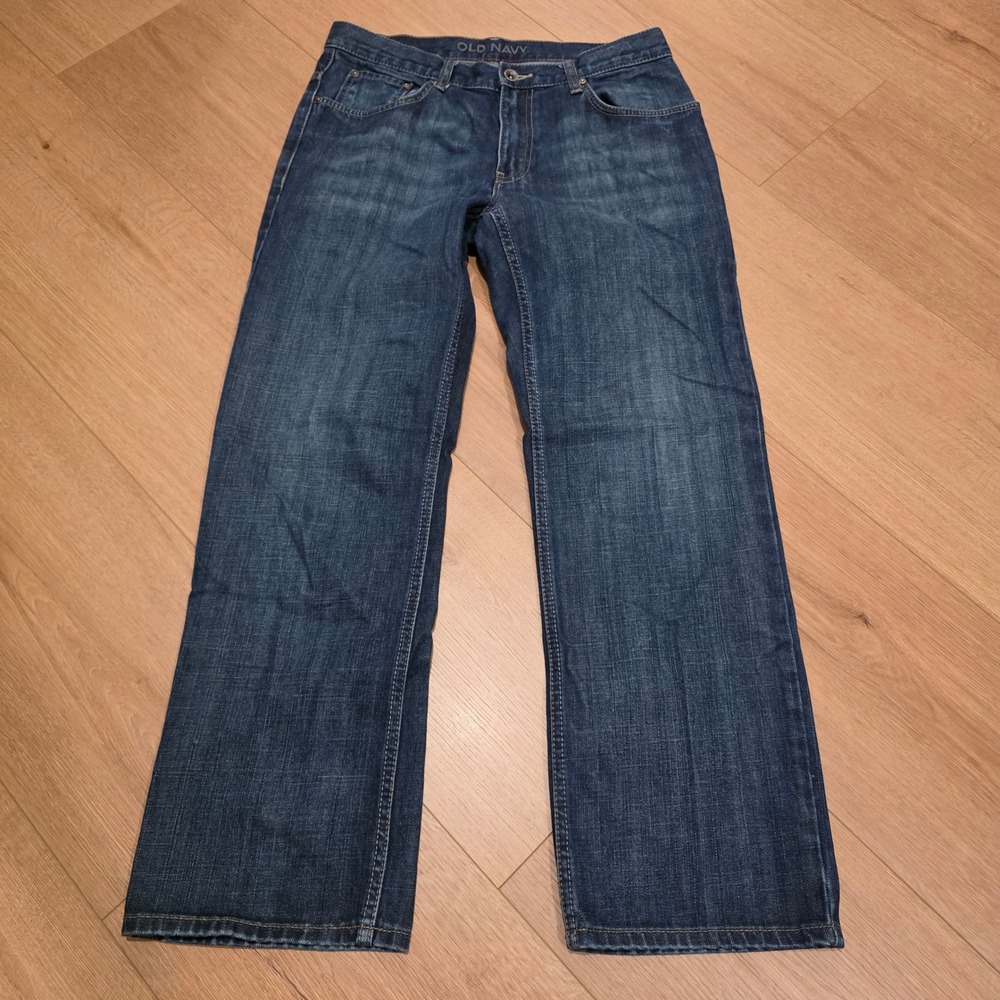 VTG Old Navy Mens Straight Leg Jeans Medium Wash Blue Denim 32x30 Workwear Y2K